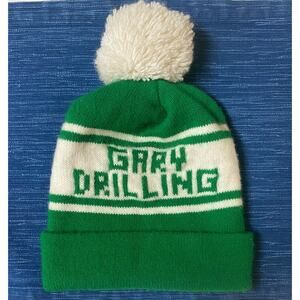 Gary Drilling Bakersfield California Oil Gas Pom Pom Beanie Hat Vintage 80s Cap